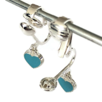 Clipoorbellen minihartjes turquoise, hangoorbellen